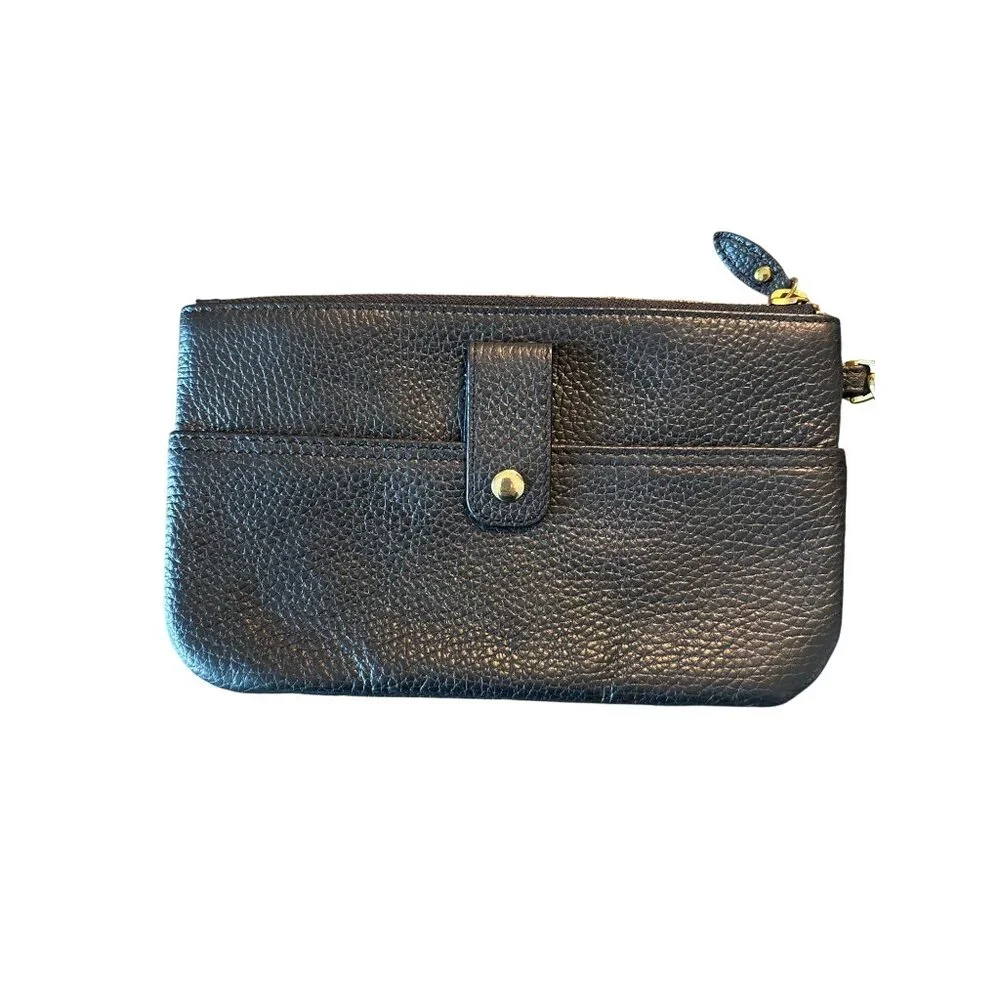 Lodis Wristlet Black Pebbled Leather 5